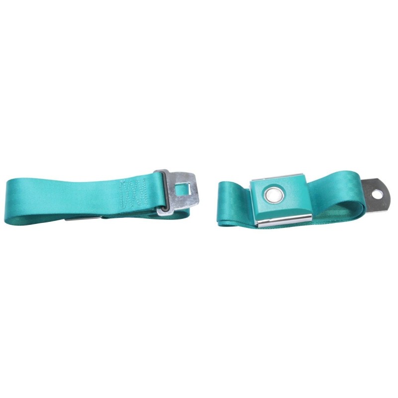 FORD MUSTANG 1964-1973 CEINTURE DE SECURITE BOUTON POUSSOIR BLEU TURQUOISE Push button seat belt aqua SCOTT DRAKE SB-AQ-PBSB