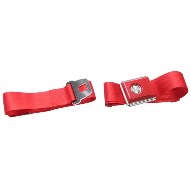 FORD MUSTANG 1964-1973 CEINTURE DE SECURITE BOUTON POUSSOIR ROUGE VIF Push button seat belt medium bright red SCOTT DRAKE SB-BR