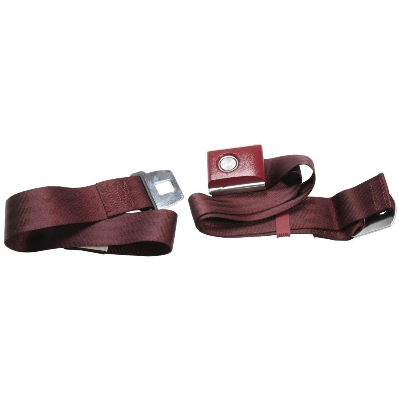 FORD MUSTANG 1964-1973 CEINTURE DE SECURITE BOUTON POUSSOIR ROUGE BORDEAUX Push button seat belt medium maroon SCOTT DRAKE SB-MR
