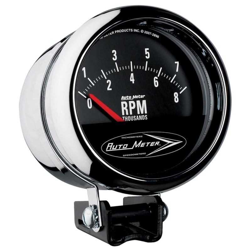 COMPTE-TOURS UNIVERSEL 95MM 4 OU 6 CYLINDRES ET V8 AVEC RETROECLAIRAGE 8000 TOURS AutoMeter Traditional Chrome Series Tachometer