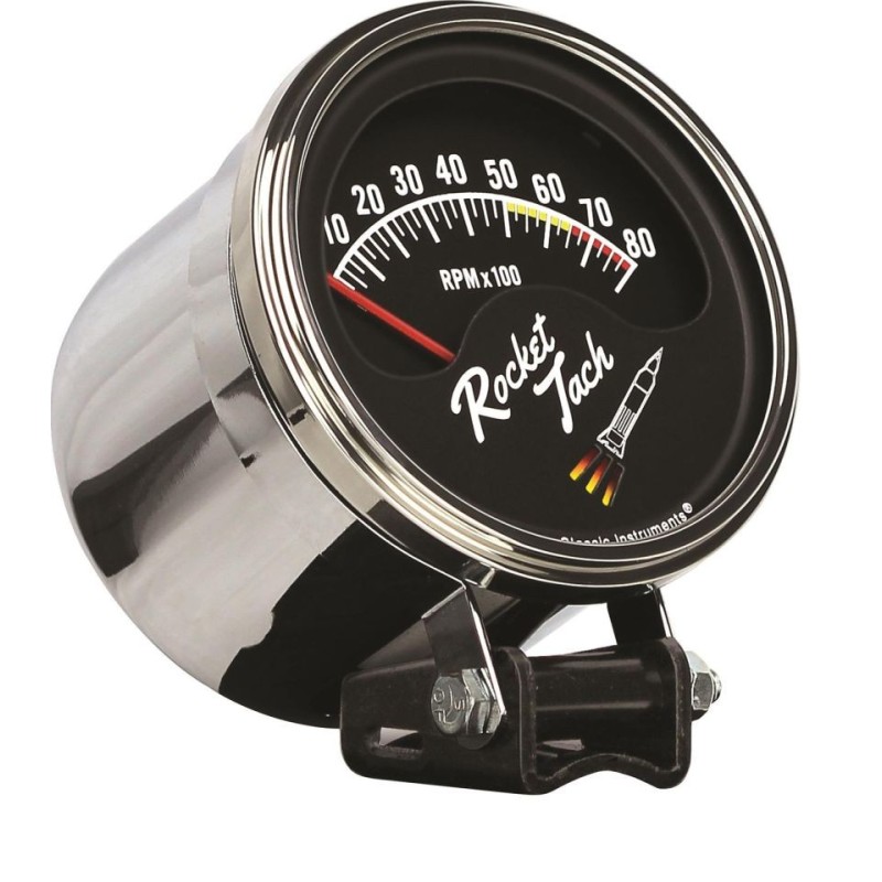 COMPTE-TOURS UNIVERSEL 86MM 4 OU 6 CYLINDRES ET V8 AVEC RETROECLAIRAGE 8000 TOURS Classic Instruments Rocket Tachometers RT80SLF