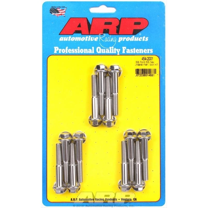 FORD V8 260 289 302 351W KIT VISSERIE COLLECTEUR ADMISSION EN INOX ARP Stainless Steel Intake Manifold Bolt Kits 454-2001