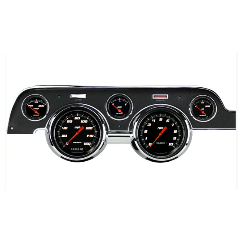 FORD MUSTANG 1967-1968 COMPTEUR ALUMINIUM FOND NOIR Velocity black Gauge Series Package Sets Gauge Sets CLASSIC INSTRUMENTS MU67