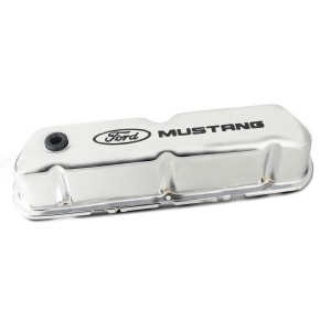 FORD MUSTANG 1964-1973 V8 221 255 260 289 302 351W PAIRE DE CACHE CULBUTEURS EN ACIER CHROME Parts Stamped Steel Valve Covers FO