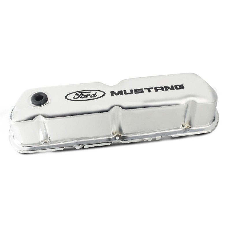 FORD MUSTANG 1964-1973 V8 221 255 260 289 302 351W PAIRE DE CACHE CULBUTEURS EN ACIER CHROME Parts Stamped Steel Valve Covers FO