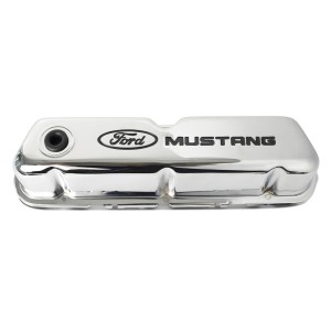 FORD MUSTANG 1964-1973 V8 221 255 260 289 302 351W PAIRE DE CACHE CULBUTEURS EN ACIER CHROME Parts Stamped Steel Valve Covers FO