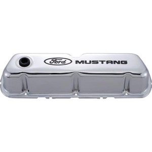FORD MUSTANG 1964-1973 V8 221 255 260 289 302 351W PAIRE DE CACHE CULBUTEURS EN ACIER CHROME Parts Stamped Steel Valve Covers FO
