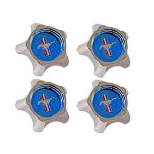 FORD MUSTANG 1967 KIT 4 CAPS CACHE MOYEU DE JANTES STYLED STEEL WHEEL BLEU Hub Caps Blue Original Design set of 4 SCOTT DRAKE C7