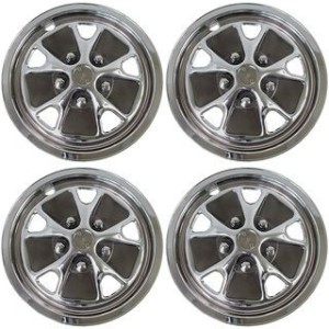 FORD MUSTANG 1965-1967 SET DE 4 ENJOLIVEURS PLASTIQUE 14 POUCES IMITATION STYLED STEEL WHEEL SCOTT DRAKE C5ZZ-1007-HCS