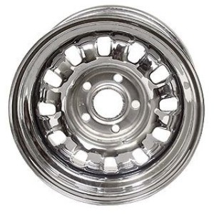 FORD MUSTANG 1968-1969 V8 JANTE ACIER CHROME RALLY 14 X 6 POUCES Styled Steel Rims 14x6 inch Chrome Rim SCOTT DRAKE C8OZ-1007-B