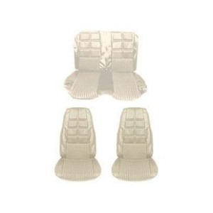 FORD MUSTANG 1970 CABRIOLET SET DE COUVRE SIEGES DELUXE ROUGE BLANC Deluxe full set convertible upholstery White SCOTT DRAKE 70C