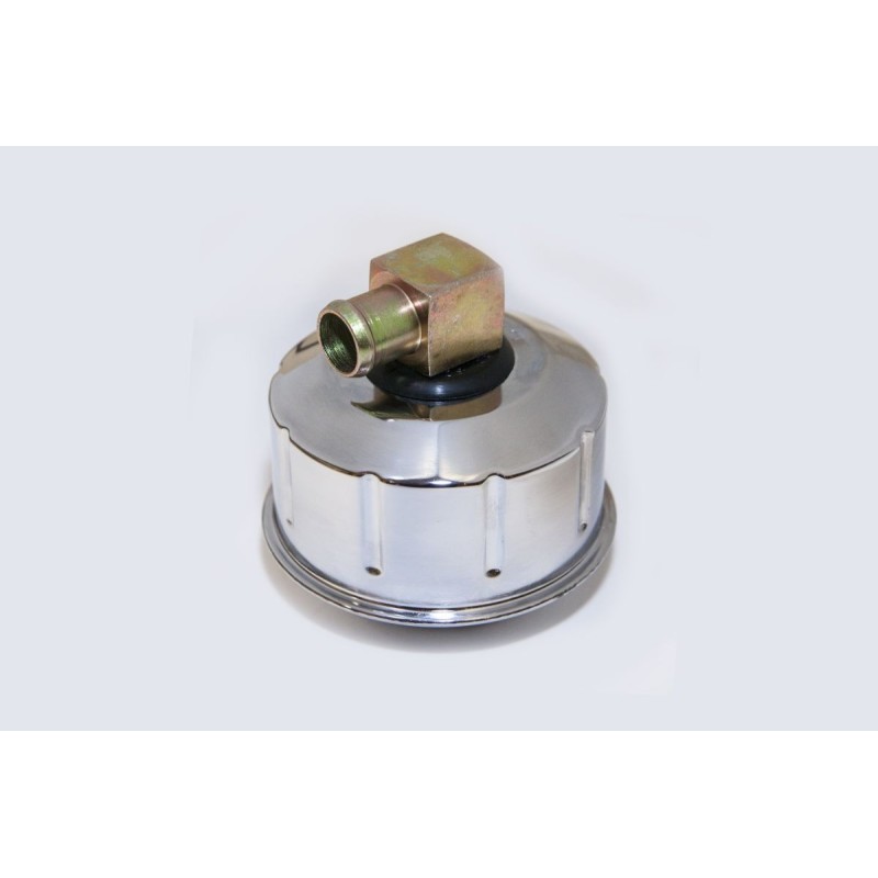 FORD MUSTANG 1968-1969 TWIST IN CAPUCHON BOUCHON D HUILE Closed emissions chrome oil cap with gold metal pvc elbow SCOTT DRAKE C