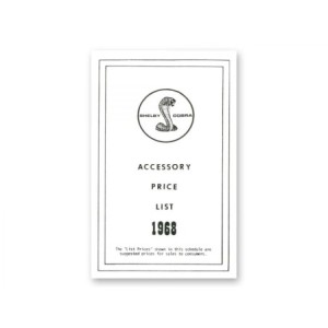 FORD MUSTANG 1968 Accessory Price List Shelby SCOTT DRAKE DF-258 nexiste plus