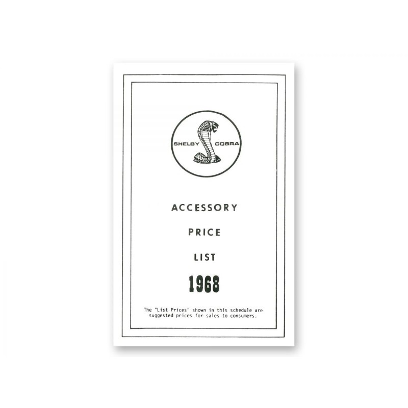 FORD MUSTANG 1968 Accessory Price List Shelby SCOTT DRAKE DF-258 nexiste plus