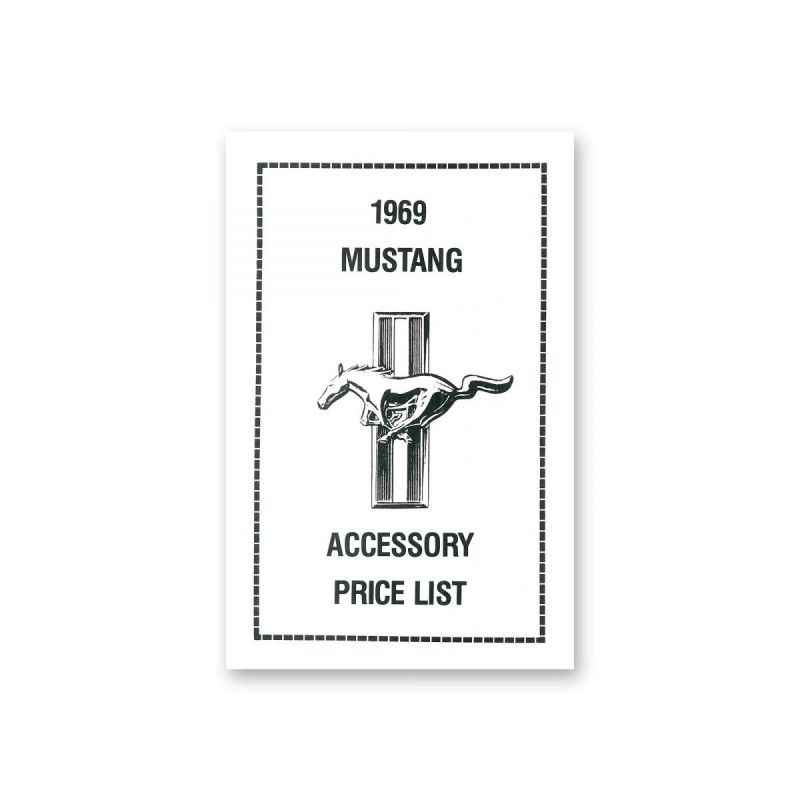 FORD MUSTANG 1969 Accessory Price List SCOTT DRAKE DF-99