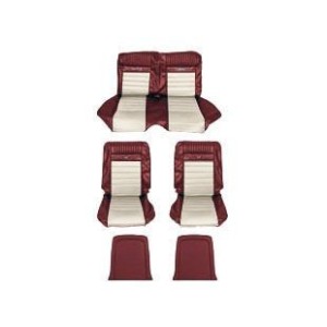 FORD MUSTANG 1965-1967 DELUXE CABRIOLET SIEGE SPORT ROUGE BLANC Convertible Pony Sport Seat Red White SCOTT DRAKE SS-66CV-FULL-R