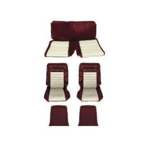 FORD MUSTANG 1965-1967 FASTBACK SET DE HOUSSE COUVRE SIEGES SPORT ROUGE BLANC Fastback Pony Sport Seat Red White SCOTT DRAKE SS