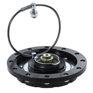 FORD MUSTANG 1964-1973 BOUCHON DE RESERVOIR TRAPPE A ESSENCE ALUMINIUM TAILLE MASSE NOIR CHEVAL Billet Fuel Cap Black Horse Embl
