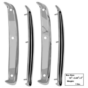 FORD MUSTANG 1968 KIT D ORNEMENTS D AILES ARRIERE AVEC BASE CHROME ET ORNEMENT NOIR ET CHROME quarter molding chrome 4pcs/set MU