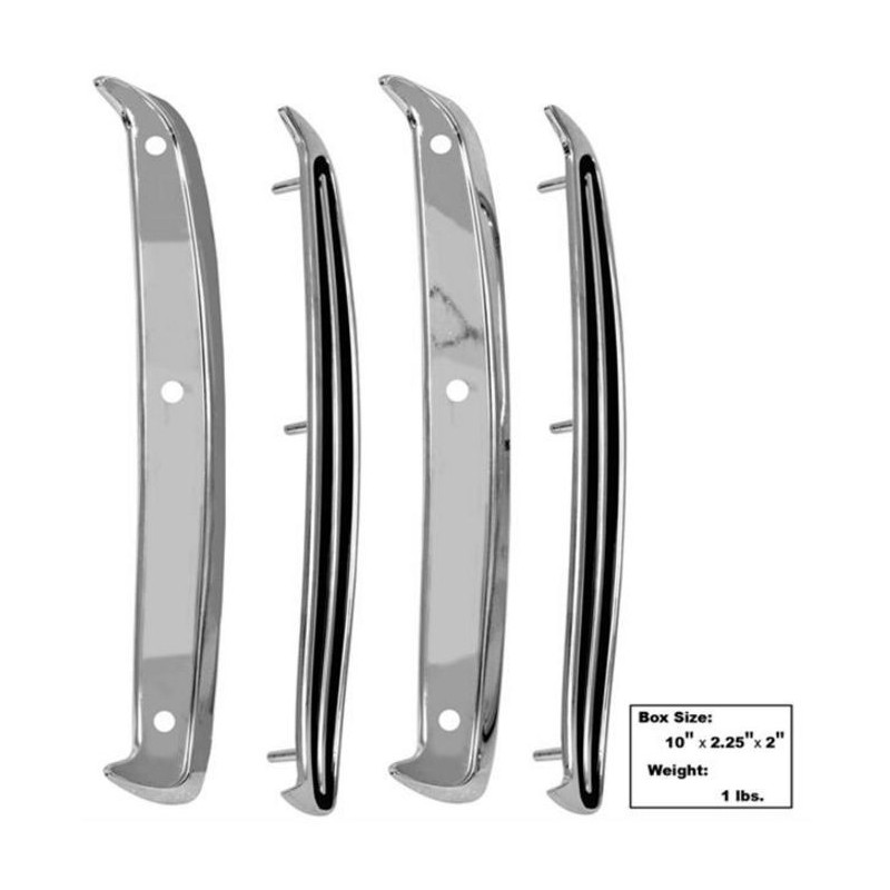 FORD MUSTANG 1968 KIT D ORNEMENTS D AILES ARRIERE AVEC BASE CHROME ET ORNEMENT NOIR ET CHROME quarter molding chrome 4pcs/set MU