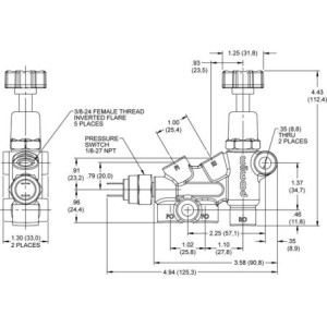 FORD MUSTANG 1964-1973 REPARTITEUR ET VANNE DE DOSAGE ET CONTACTEUR DE FREINS NOIR Proportioning valve/bk anod WILWOOD 260-11179