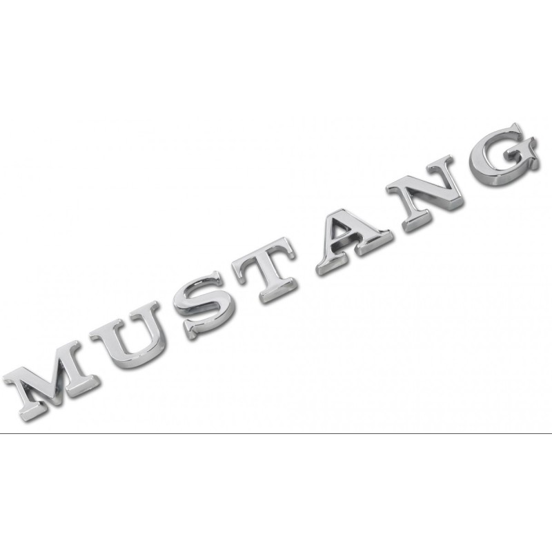 FORD MUSTANG 1965-1972 LETTRES LETTRAGE CHROME DE COFFRE MALE ARRIERE ET AILES AVANT FIXATION SUR TROUS Trunk letter emblems SCO