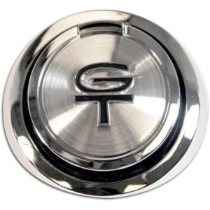 FORD MUSTANG 1967 BOUCHON DE RESERVOIR DE TRAPPE A ESSENCE DELUXE OUVERTURE POP EMBLEME GT pop-open gas cap with black gt emblem