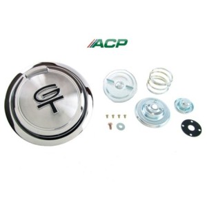 FORD MUSTANG 1967 BOUCHON DE RESERVOIR DE TRAPPE A ESSENCE DELUXE OUVERTURE POP EMBLEME GT pop-open gas cap with black gt emblem