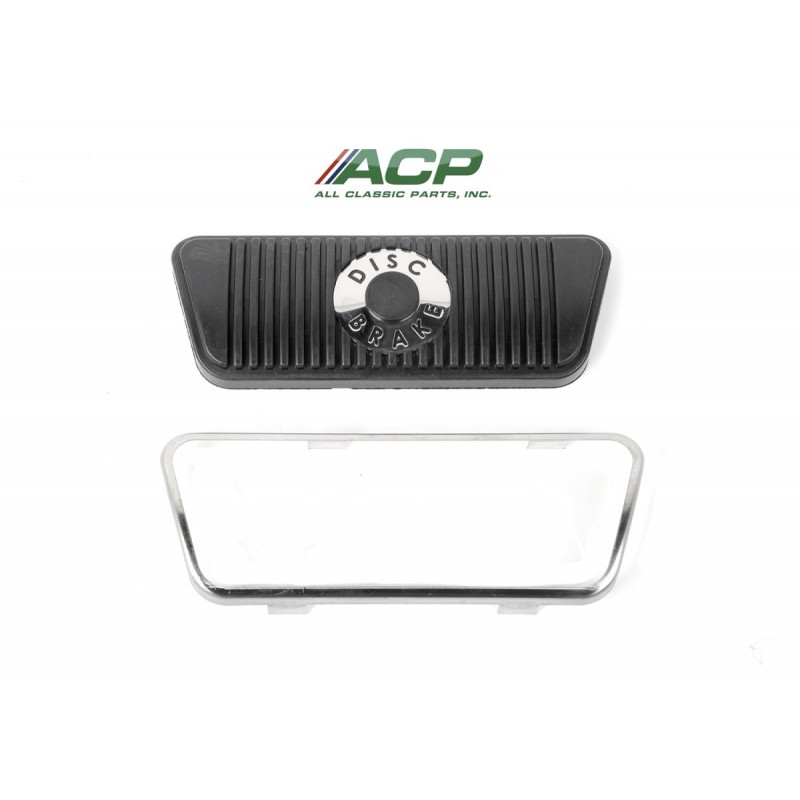 FORD MUSTANG 1968-1973 PAD CAOUTCHOUC PEDALE + ENTOURAGE INOX FREIN BOITE AUTOMATIQUE AVEC FREINS A DISQUES disc brake pedal pad
