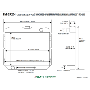 FORD MUSTANG 1967-1970 6 CYLINDRES 200 RADIATEUR MAXCORE 2 RANGEES SORTIE INFERIEUR GAUCHE (1969/1970 SANS CLIM) radiator 6 cyli