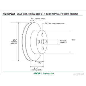 FORD MUSTANG 1965-1967 V8 289 POULIE DE POMPE A EAU NOIR SIMPLE GORGE water pump pulley