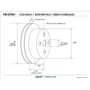 FORD MUSTANG 1965-1968 6 CYLINDRES POULIE DE POMPE A EAU NOIR SIMPLE GORGE water pump pulley 6 cylinder