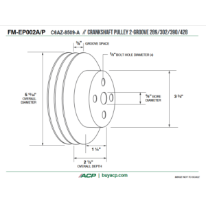 FORD MUSTANG 1965-1970 V8 289 302 390 428 POULIE DE POMPE A EAU NOIR DOUBLE GORGE water pump pulley w/ ac