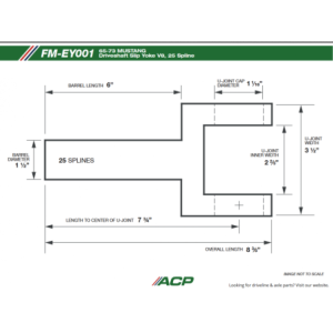 FORD MUSTANG 1965-1973 YOKE DE SORTIE DE BOITE V8 25 CANNELURES driveshaft slip yoke 25 spline v8 (outside clips