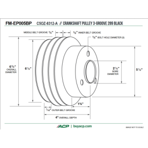FORD MUSTANG 1965-1967 V8 289 POULIE DE VILBREQUIN TRIPLE GORGE crankshaft pulley 289 w/ac w/ps