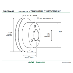FORD MUSTANG 1965-1967 V8 289 POULIE DE VILBREQUIN SIMPLE GORGE crankshaft pulley 289