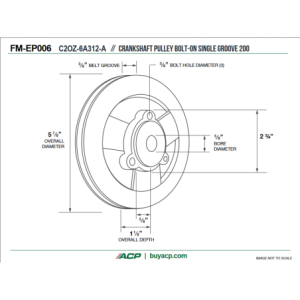 FORD MUSTANG 1965-1967 6 CYLINDRES 200 POULIE DE VILBREQUIN SIMPLE GORGE crankshaft pulley w/ac or ps