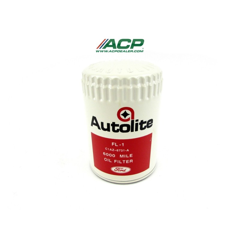 FORD MUSTANG 1967 FILTRE A HUILE AUTOLITE FORD BLANC ROUGE AVEC LICENCE FORD oil filter autolite ford script white/red with star