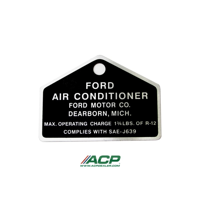 FORD MUSTANG 1964-1973 TAG EN METAL POUR COMPRESSEUR D AIR CONDITIONNE CLIMATISATION SOUS LICENCE OFFICIELLE FORD a/c compressor