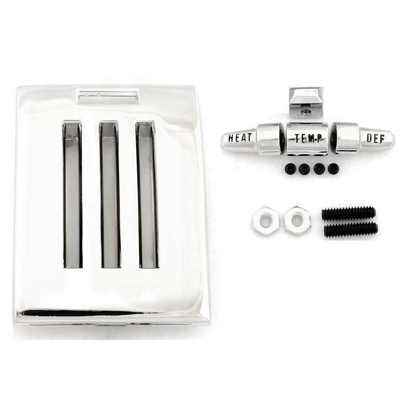 FORD MUSTANG 1964-1966 FACADE DE COMMANDE DE CHAUFFAGE CHROME AVEC BOUTONS heater dash plate