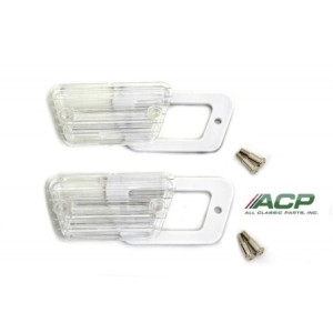 FORD MUSTANG 1968 LENTILLES DE FEUX D AILES AVANT front side marker light lens pair (w/screws & gaskets) ACP FM-BM018B C8ZZ-15A2