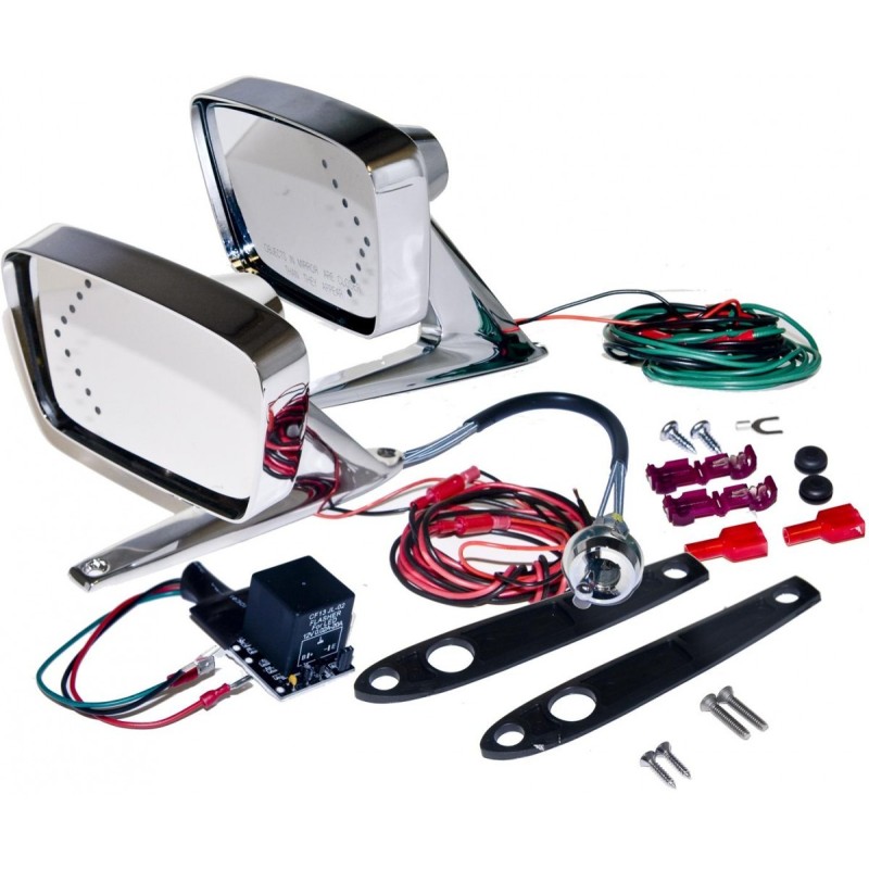 FORD MUSTANG 1967-1968 PAIRE DE RETROVISEURS GAUCHE CONDUCTEUR ET DROIT PASSAGER Deluxe remote mirror kits with led indicators S