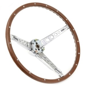 FORD MUSTANG 1965-1966 VOLANT DELUXE LOOK BOIS COMPLET AVEC ÉTOILE ET SYSTEME KLAXON Deluxe steering wheel assembly wood ACP FM