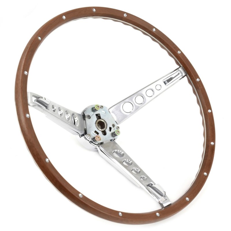 FORD MUSTANG 1965-1966 VOLANT DELUXE LOOK BOIS COMPLET AVEC ÉTOILE ET SYSTEME KLAXON Deluxe steering wheel assembly wood ACP FM