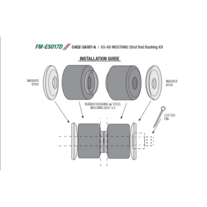 FORD MUSTANG 1965-1966 KIT DE SILENT BLOC POUR BARRE TIRAN strut rod bushing kit rubber 8 pieces set ACP FM-ES017D C4DZ-3A187A *