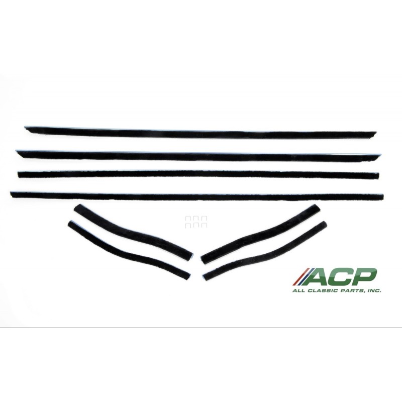 FORD MUSTANG 1964-1966 COUPE ET CABRIOLET KIT DE JOINTS LECHE VITRE 8 PIECES VERSION QUALITE PRIX convertible window channel str
