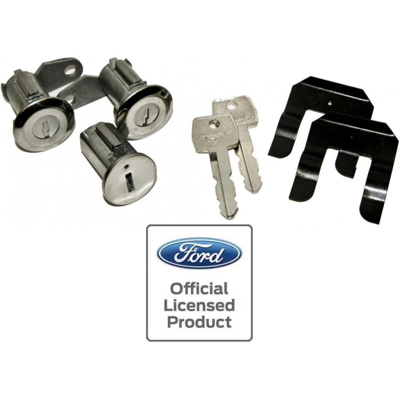 FORD MUSTANG 1967-1973 PACK CYLINDRES DE SERRURE DE PORTE ET CONTACT DE DEMARRAGE AVEC CLES PONY LICENCE FORD Ignition Lock Set
