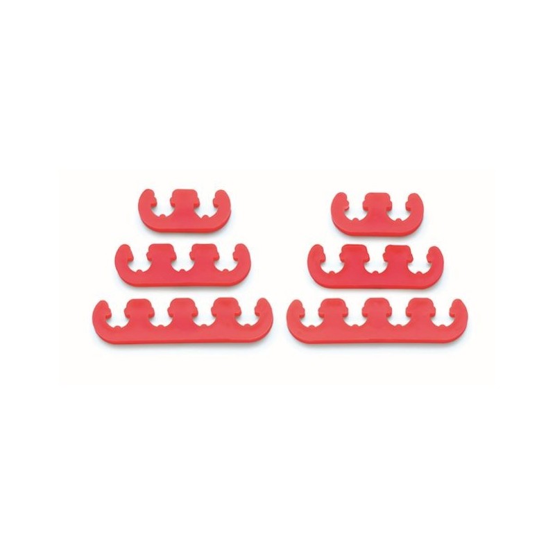 SEPARATEUR DE CABLES DE BOUGIES D ALLUMAGE ROUGE PLASTIC wire separators red Mr Gasket 9727
