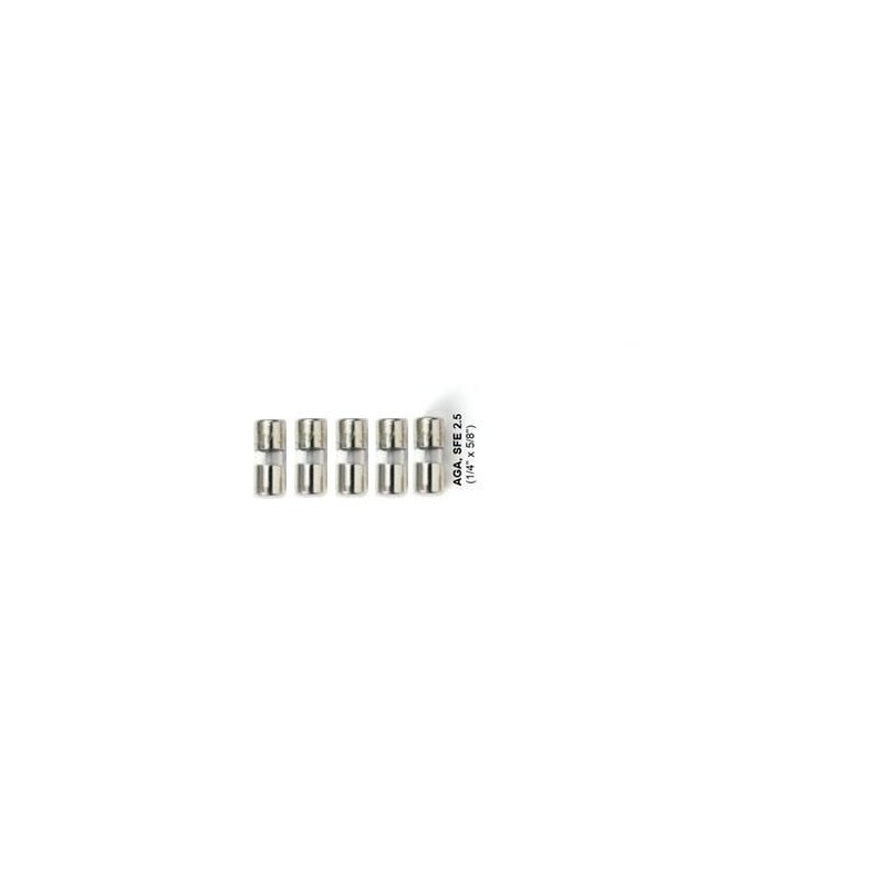 FORD MUSTANG 1964-1973 FUSIBLE AGA 2.5 / 2 AMP 1/4 x 5/8 (longueur ~16 mm) UNE BOITE DE 5 FUSIBLES