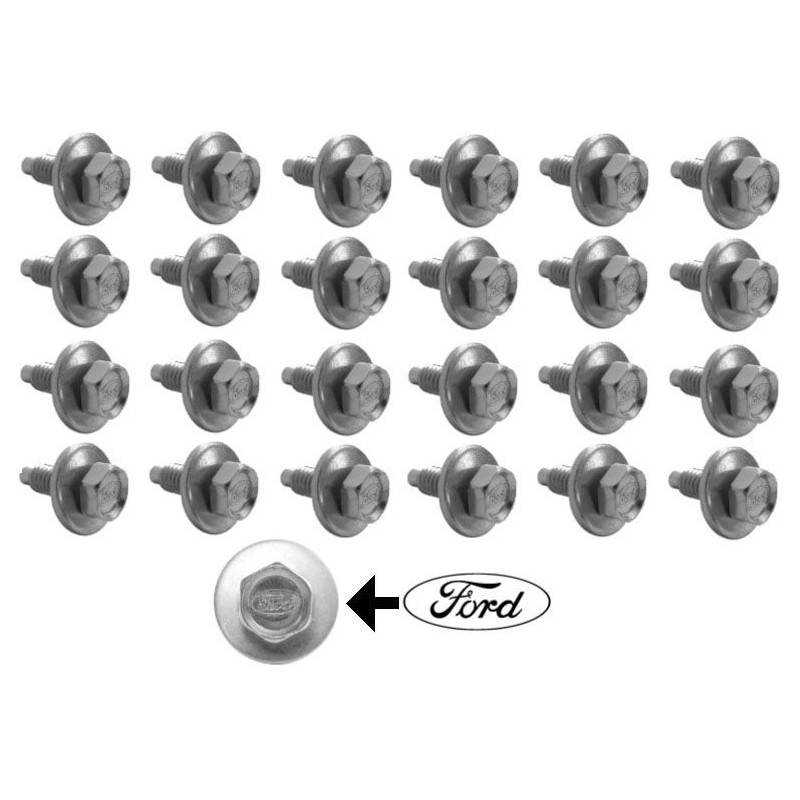FORD MUSTANG 1964-1973 LOT DE 25 VIS EN INOX AVEC LOGO FORD fender and body bolt SCOTT DRAKE 378178-SF